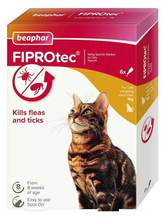Beaphar Fiprotec Spot On Cat 50mg (6 Pipettes)