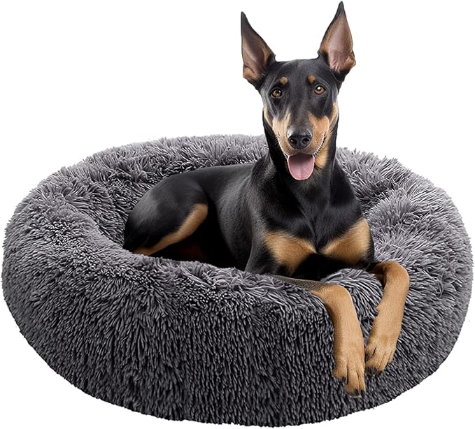 Redwood Anti-Anxiety Dog Donut Bed Dark Grey Small 60cm