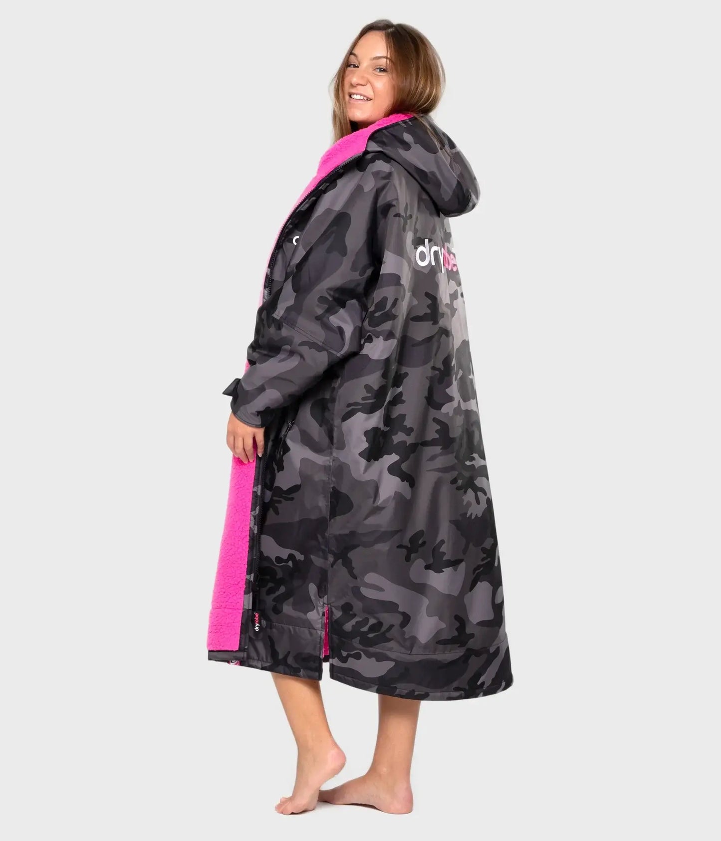 dryrobe Advance Long Sleeve Black Camo Pink Small