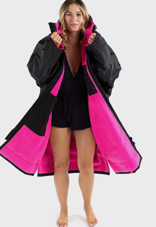 dryrobe Advanced Long Sleeve Black Pink Medium