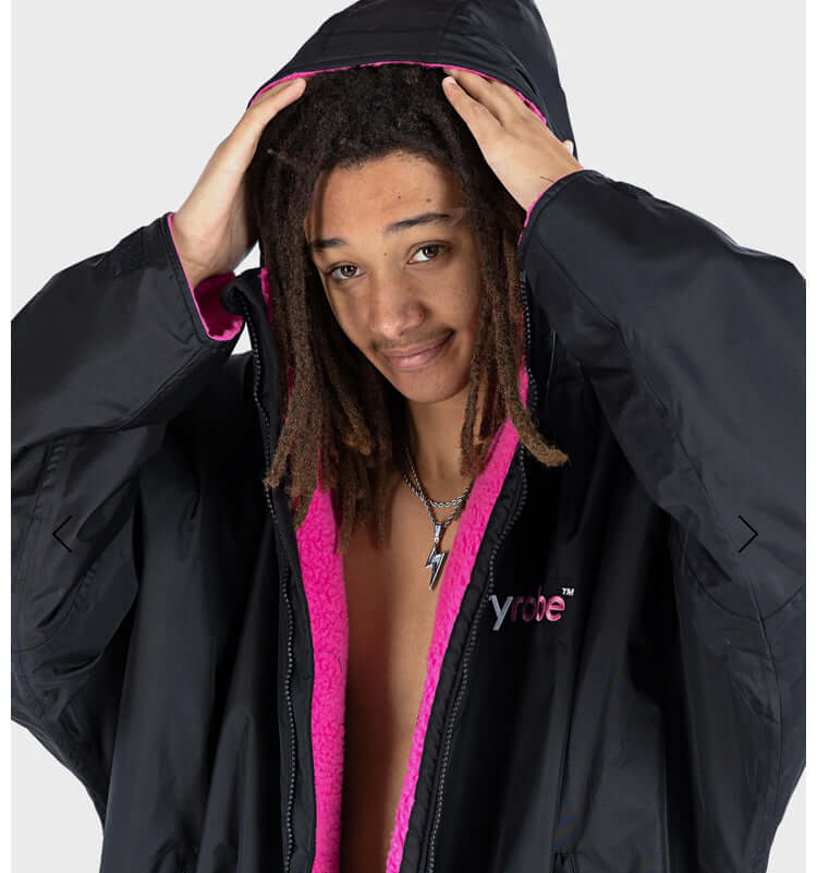 dryrobe Advanced Long Sleeve Black Pink Medium