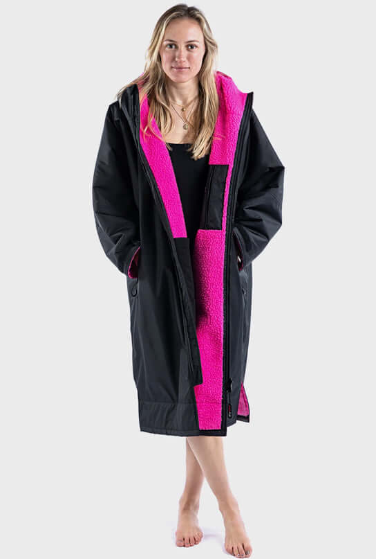 dryrobe Advanced Long Sleeve Black Pink Medium