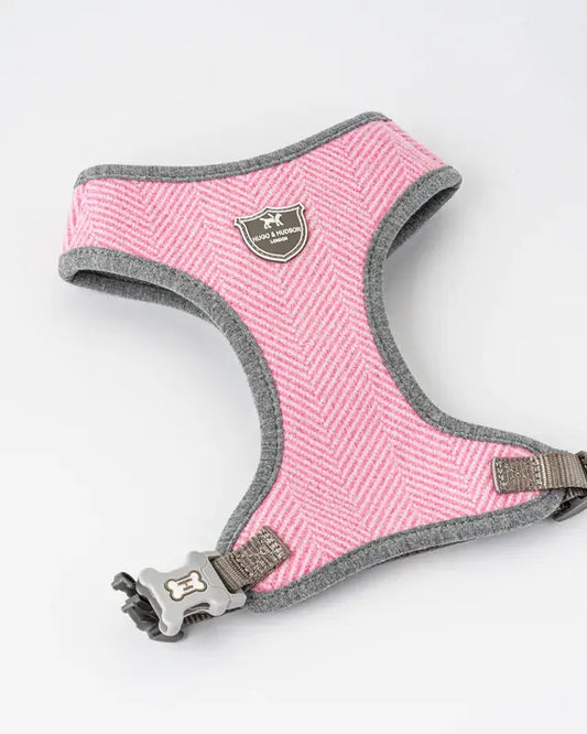 Hugo & Hudson Large Pink Herringbone Dog Harness