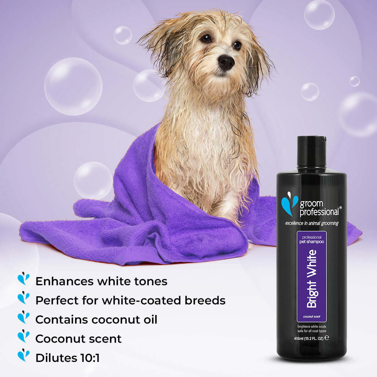 Groom Professional Bright White Shampoo 450ml