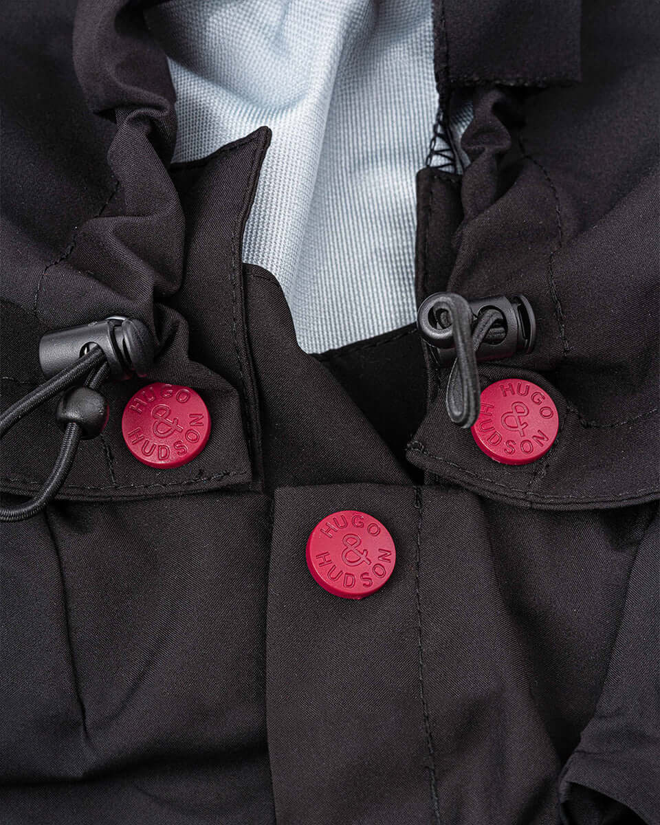 Hugo & Hudson Reflective Hooded Dog Overalls - Black M40