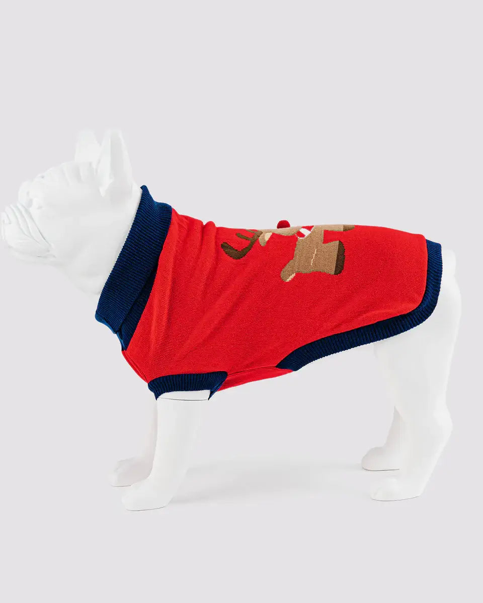 Hugo & Hudson Red Reindeer Chrismas Dog Jumper S