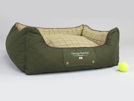 George Barclay Country Orthapedic Walled Dog Bed Olive Green Medium 75x60x30cm