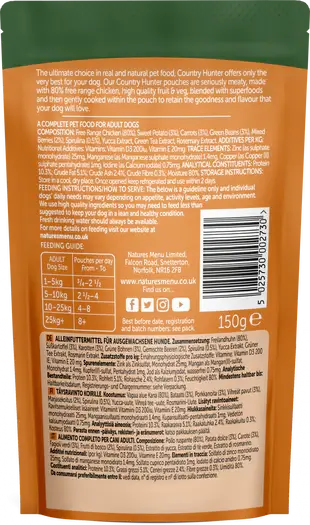 Natures Menu Country Hunter Dog Pouch Chicken (6Pk) 150g pouch