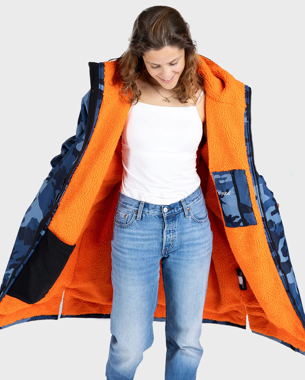 dryrobe Advanced Long Sleeve Blue Camo Orange Small