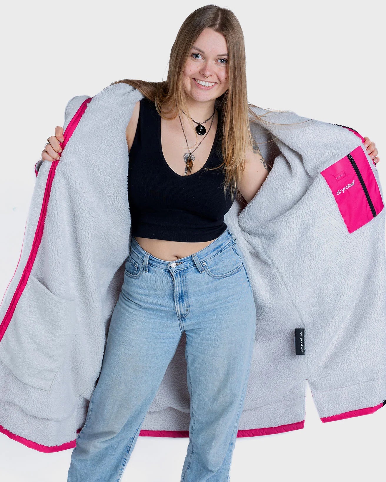 dryrobe Advanced Long Sleeve Pink Light Grey Small