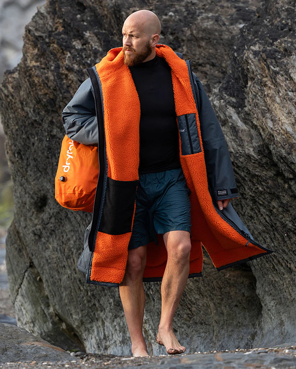 dryrobe Advanced Long Sleeve Grey Orange Large