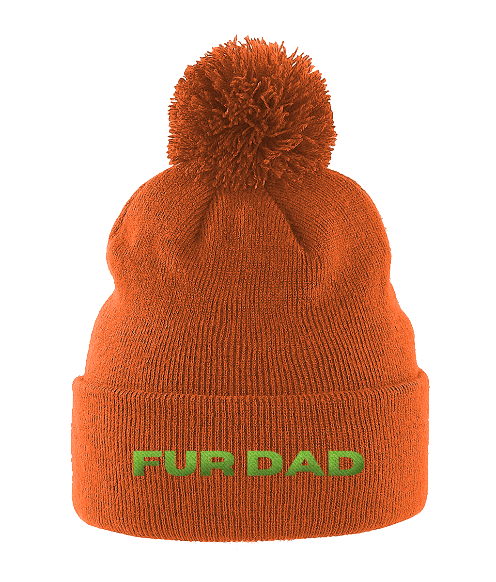 Pom Pom Beanie FUR DAD GREEN TEXT
