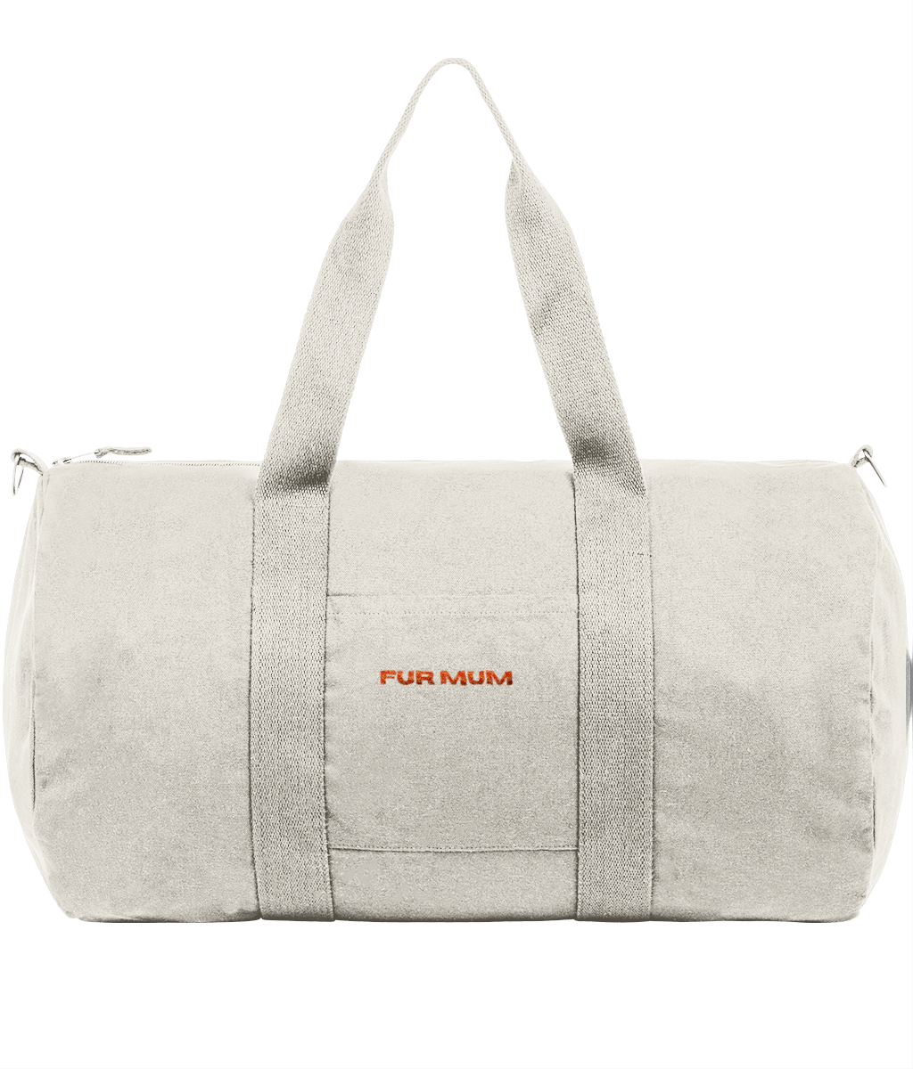 Duffle Bag | Embroidered FUR MUM Neon Orange text