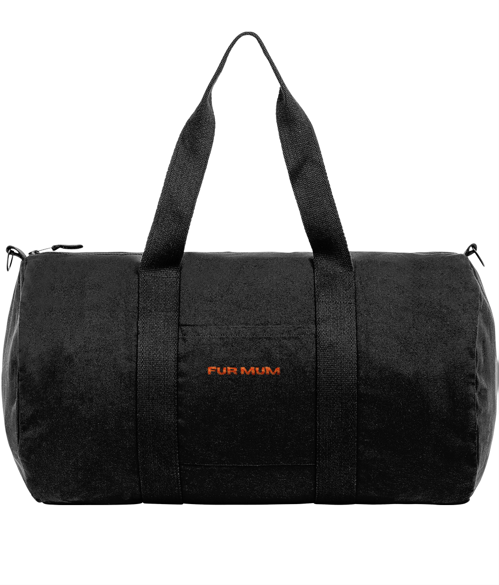 Duffle Bag | Embroidered FUR MUM Neon Orange text