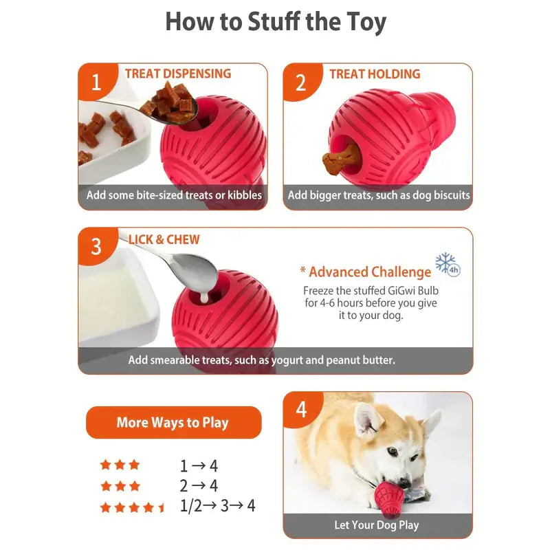 GiGwi Bulb Chew Toy - Medium Red