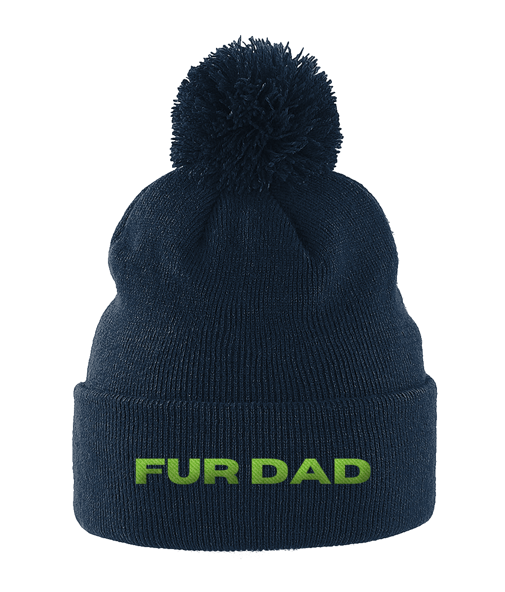 Pom Pom Beanie FUR DAD GREEN TEXT