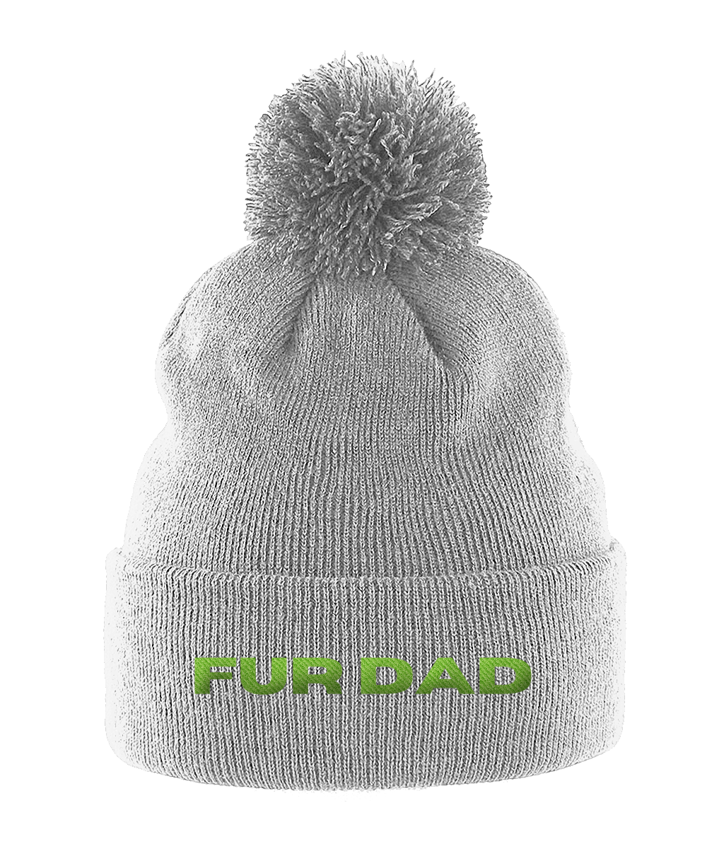 Pom Pom Beanie FUR DAD GREEN TEXT