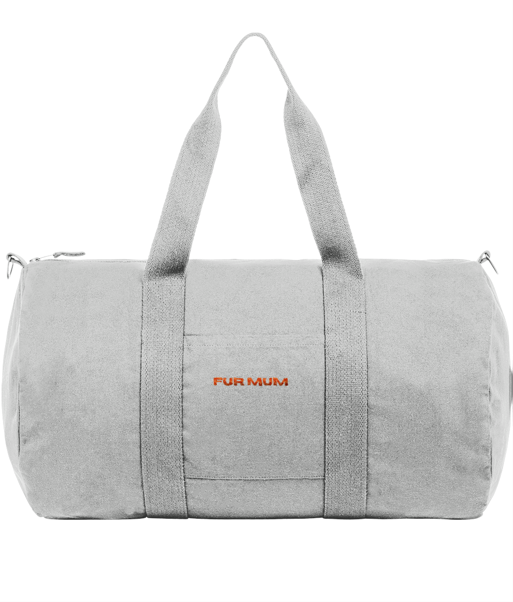 Duffle Bag | Embroidered FUR MUM Neon Orange text