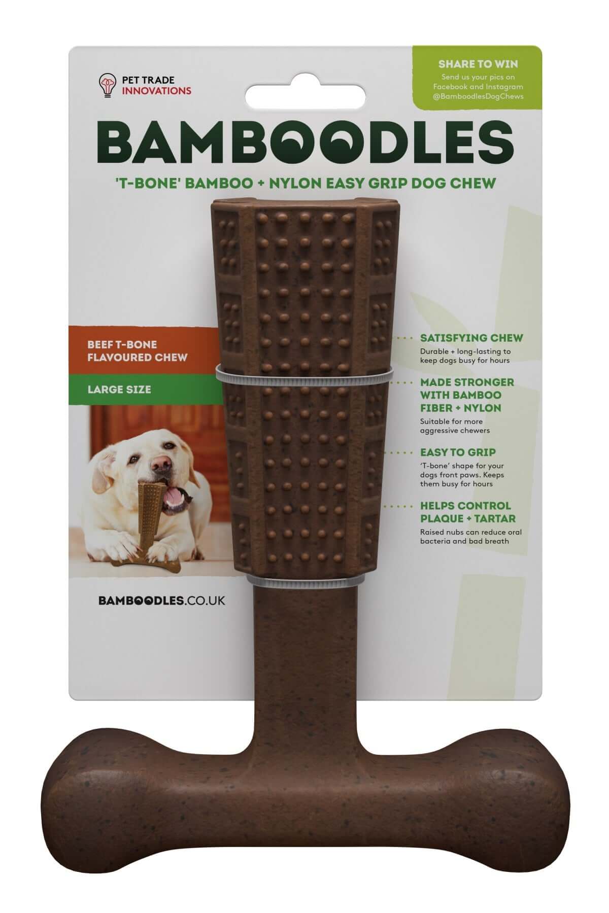 Bamboodles T-Bone Chew Toy - Large Beef