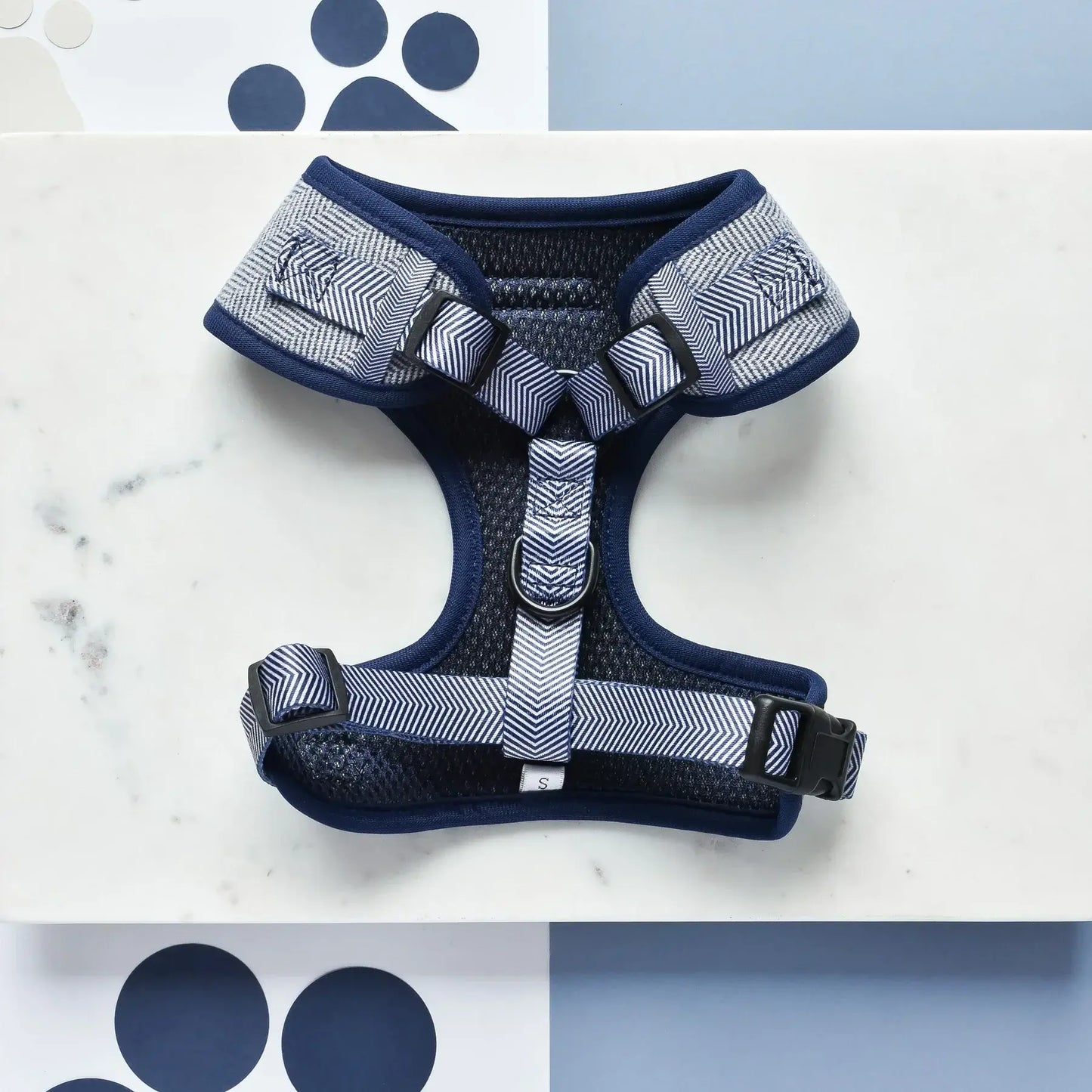 Cocopup London Tweed Adjustable Neck Harness - Navy (M)