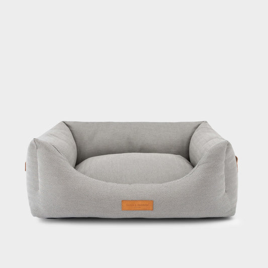 Hugo & Hudson Luxury Grey Herringbone Dog Bed L (85 x 110cm)