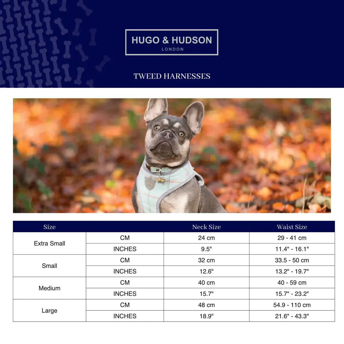 Hugo & Hudson Medium Navy Herringbone Harness