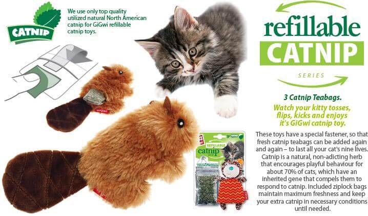 GiGwi Refillable Mouse Ziplock Cat Toy With x3 Catnip Bags Brown