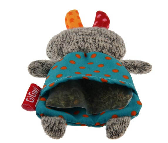 GiGwi Refillable Rabbit Ziplock Cat Toy With x3 Catnip Bags Blue
