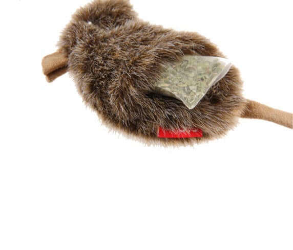 GiGwi Refillable Mouse Ziplock Cat Toy With x3 Catnip Bags Brown