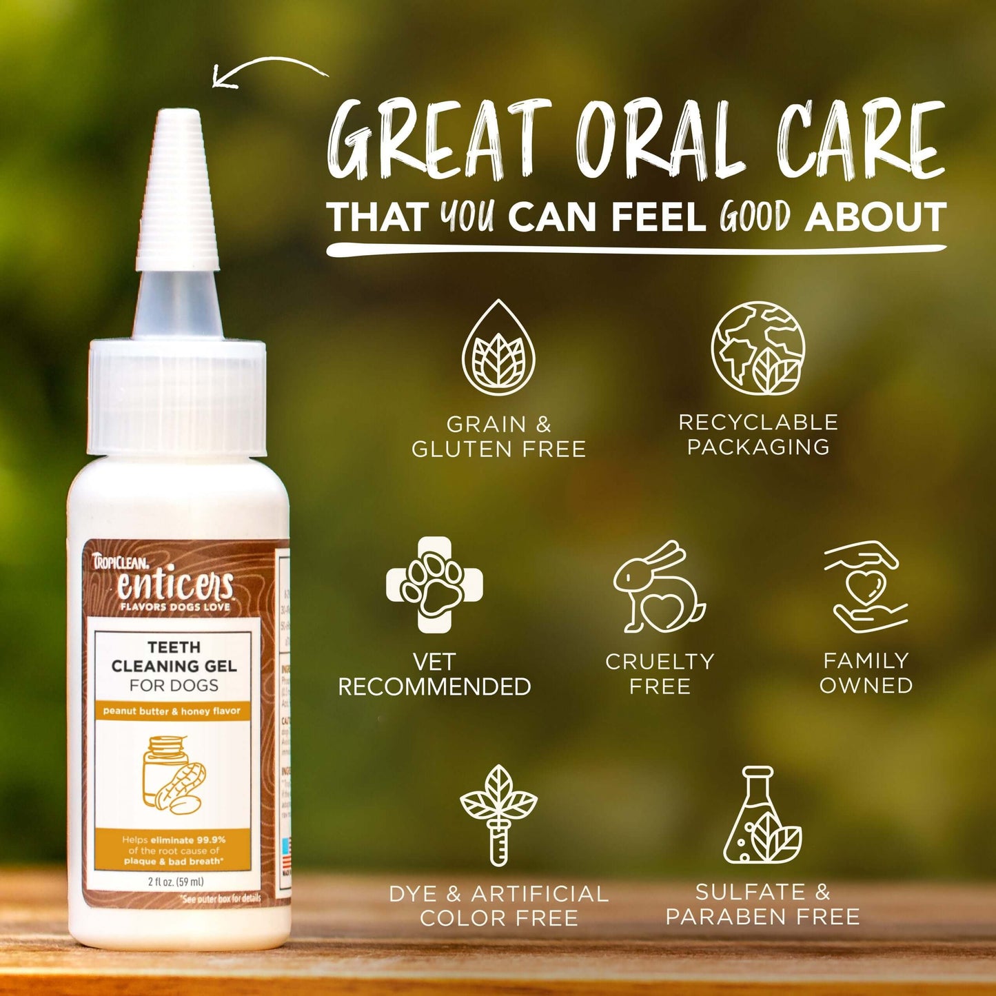 TropiClean Enticers Teeth Cleaning Gel for Dogs - Peanut Butter and Honey Flavor 59ml