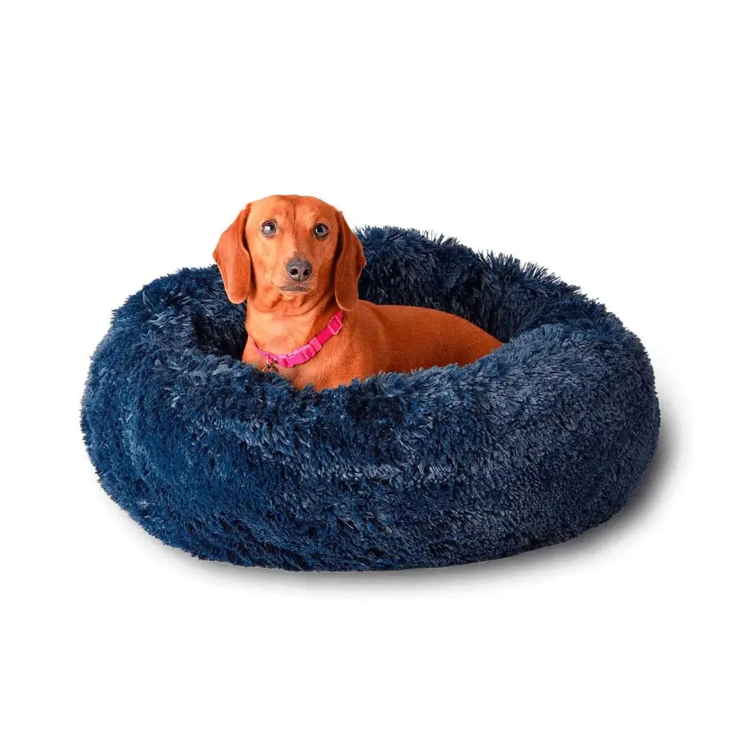 EcoPets Anti Anxiety Medium Blue Donut Bed