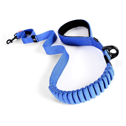 EzyDog Zero Shock™ Dog Lead in blue with soft touch webbing and neoprene handle for comfort and durability.
