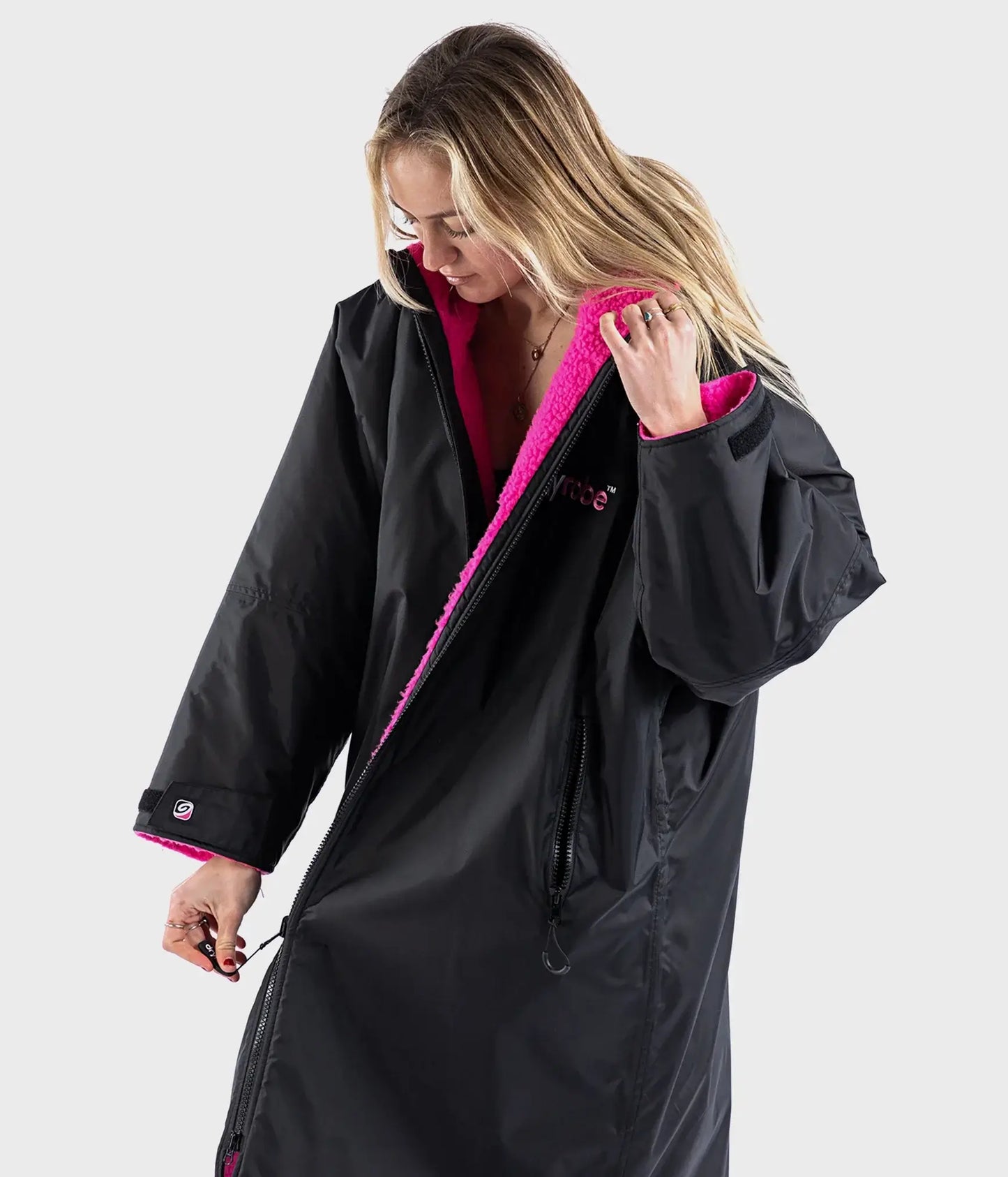 dryrobe Advance Long Sleeve Black Pink Small