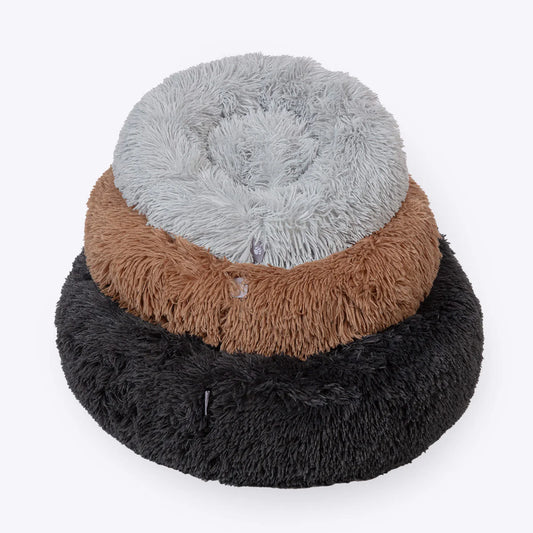 Danish Design Fluffy Donut Bed Dark Grey/Charcoal 65cm Small