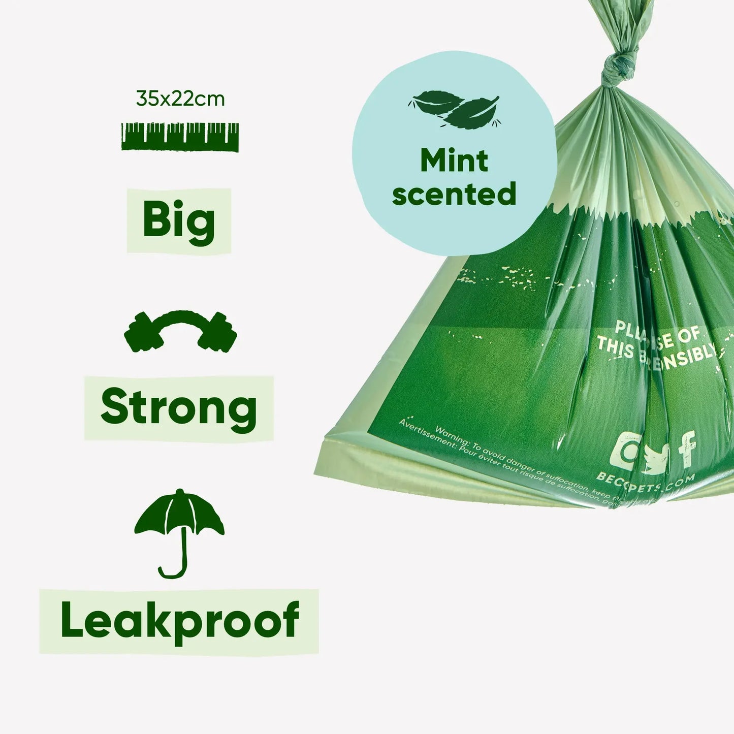 Beco Super Strong Poop Bags Mint Scented 315 Bulk Pack