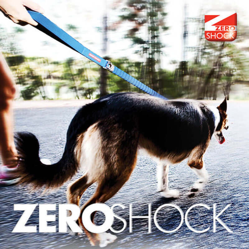 EzyDog Zero Shock™ Dog Lead in blue, providing comfort for dog walks with zero jolt impact technology.