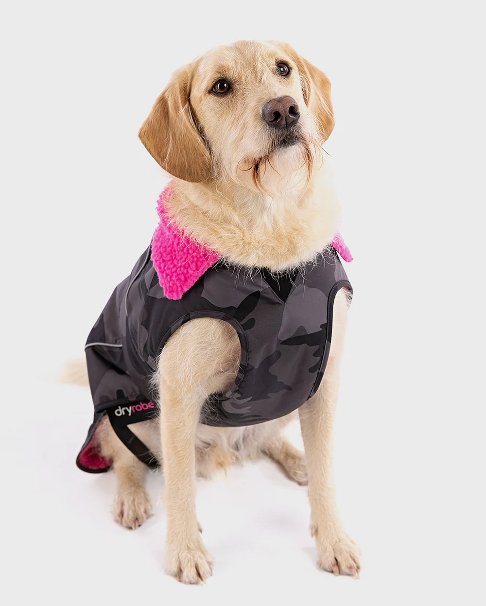 dryrobe Dog Black Camo Pink XL