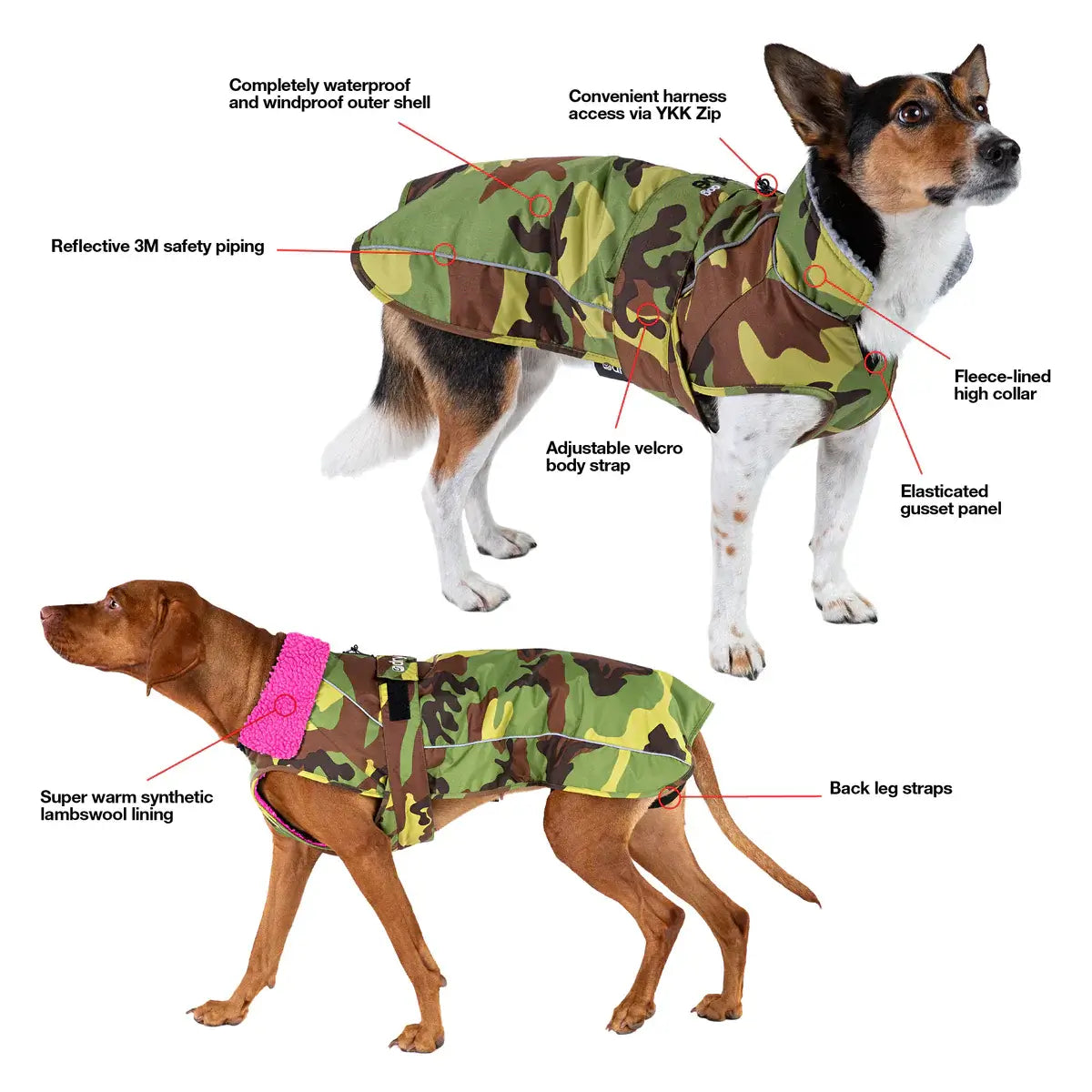 dryrobe Dog Green Camo Pink Large