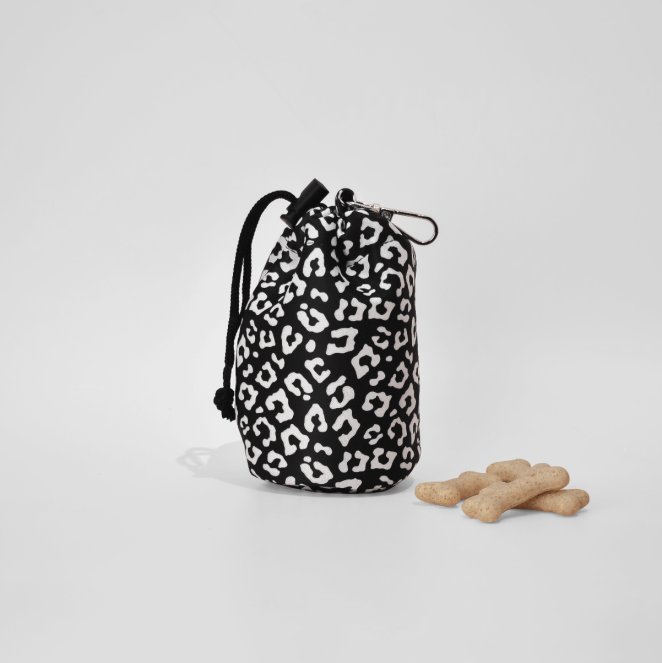 Cocopup Drawstring Treat Pouch Black Leopard