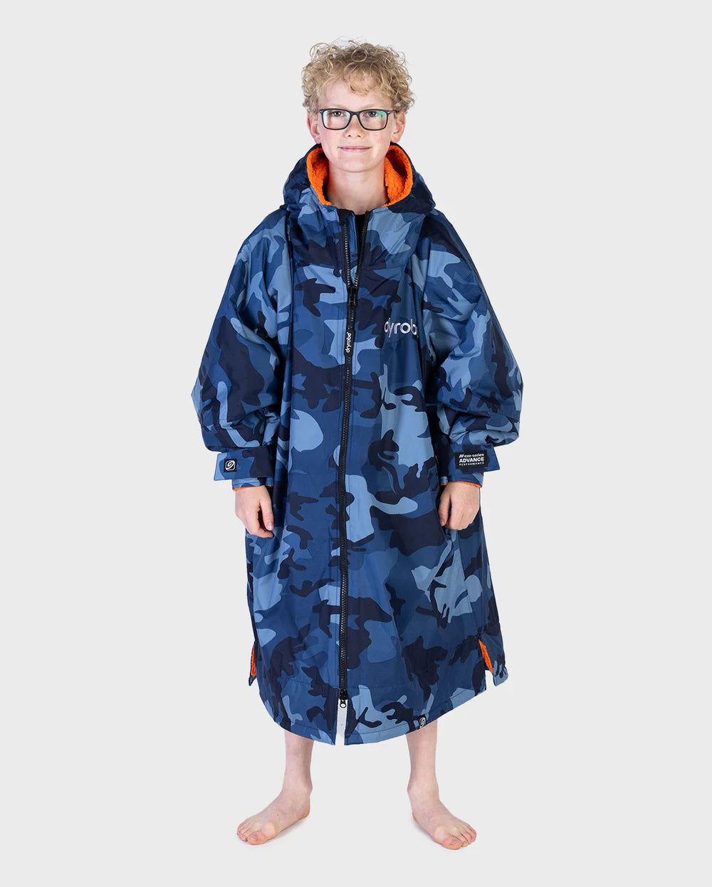 Dryrobe Advance Kids Blue Camo Orange Age 10-13