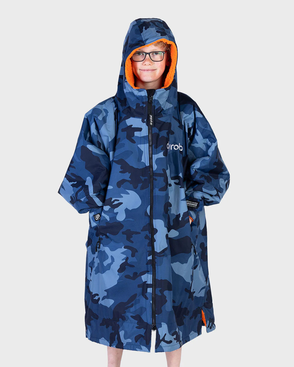 Dryrobe Advance Kids Blue Camo Orange Age 10-13