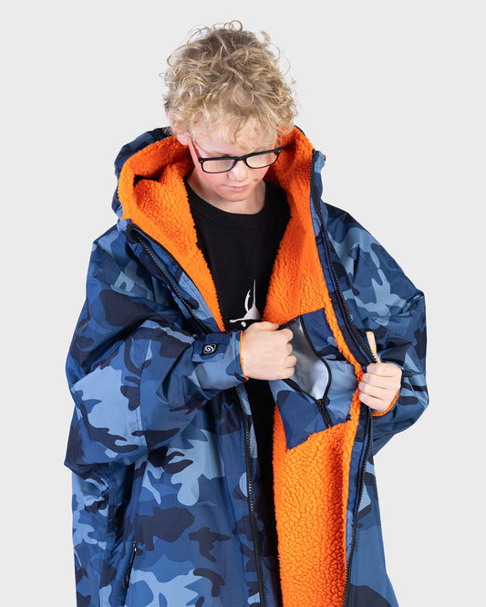 Dryrobe Advance Kids Blue Camo Orange Age 10-13