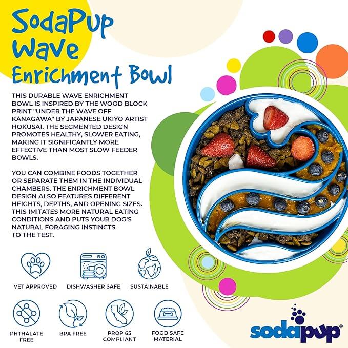 SodaPup Wave Enrichment Bowl – Durable Enrichment Slow Feeder Bowl