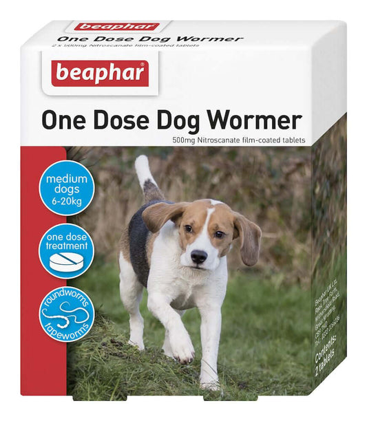 Beaphar Wormer One Dose Dogs Medium Dog 2 Tabs