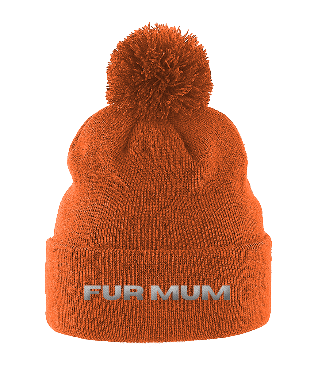 Pom Pom Beanie FUR MUM white text