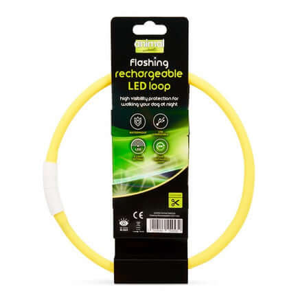 Animal Instincts Flashing Safety Rechargeable LED Loop Large Yellow 65cm