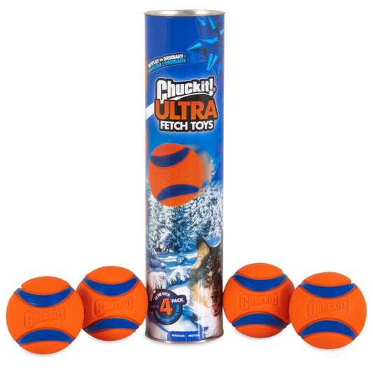 Chuckit! Holiday Ultra Ball Canister Medium (4 Pack)