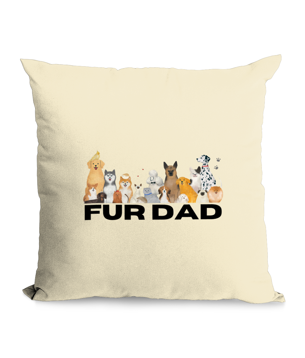 Natural  Fur Dad Throw Cushion