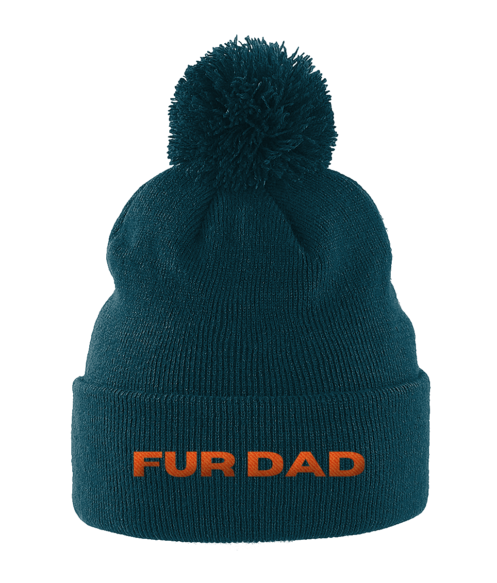 Pom Pom Beanie FUR DAD ORANGE TEXT