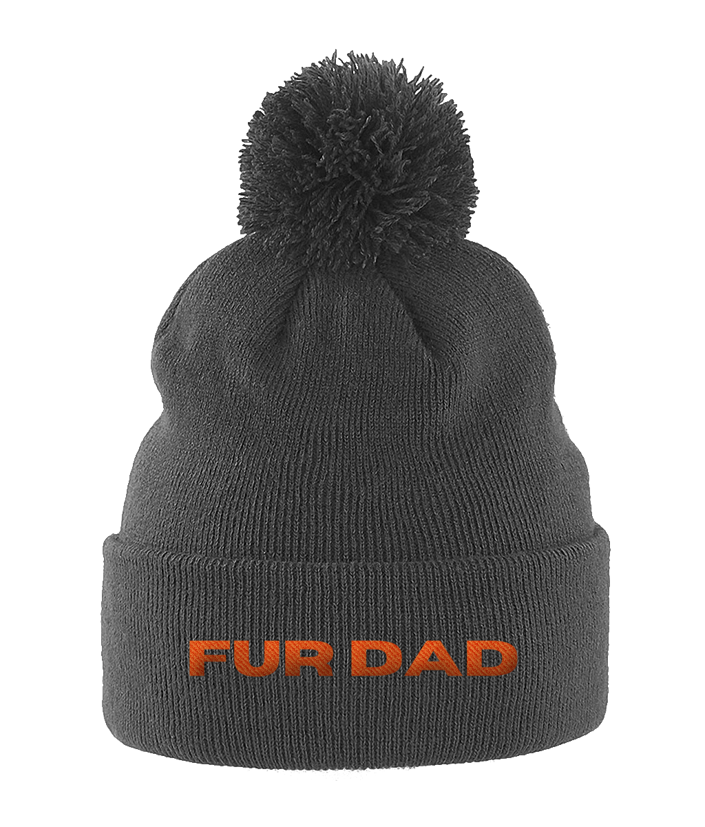 Pom Pom Beanie FUR DAD ORANGE TEXT